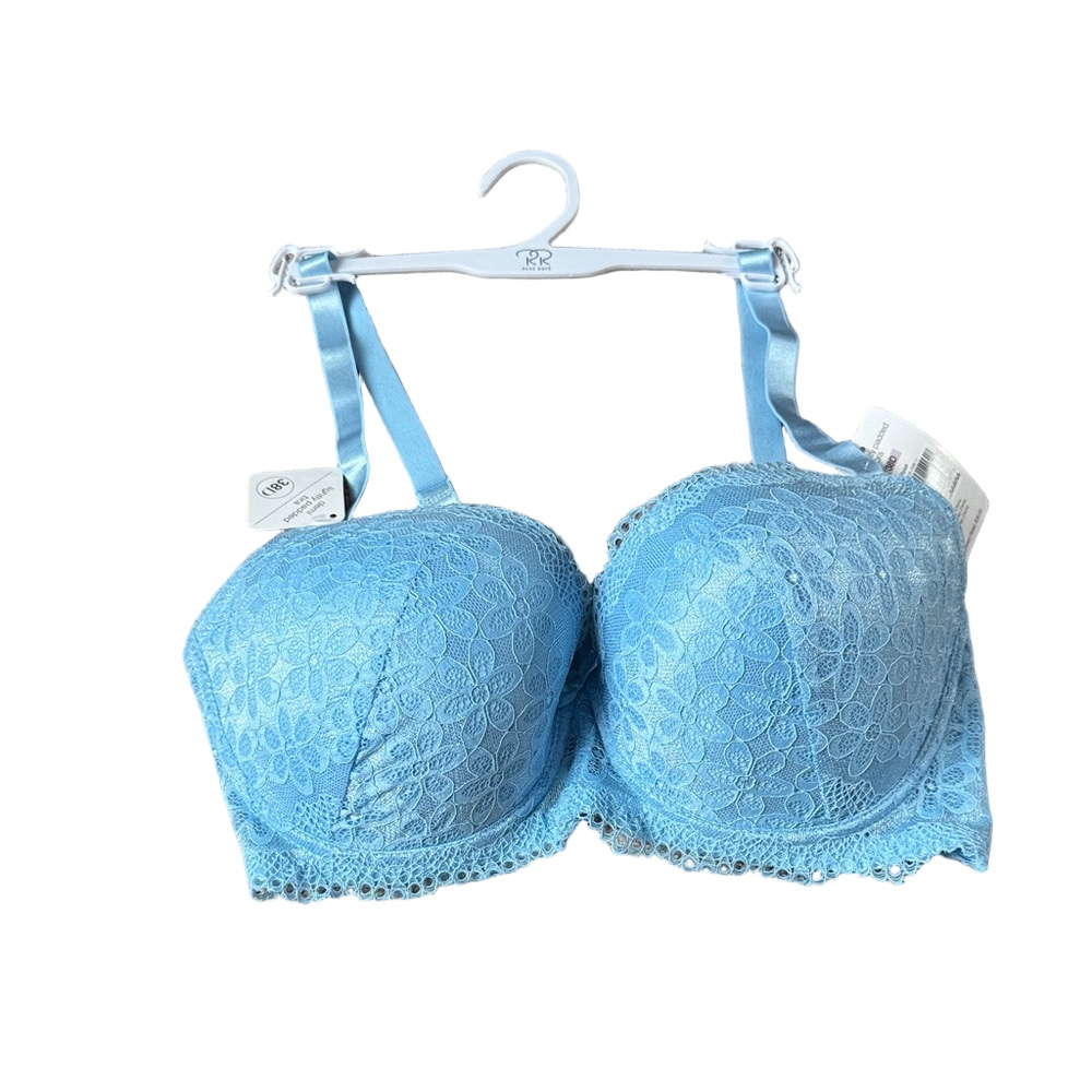 Rene Rofe Demi Lightly Padded Pale Blue Lace Bra SIZE 38D